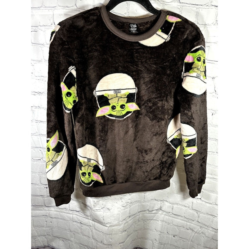 Cold Crush Star Wars Grogu Baby Yoda Plush Fleece Sweatshirt Brown Kids XS